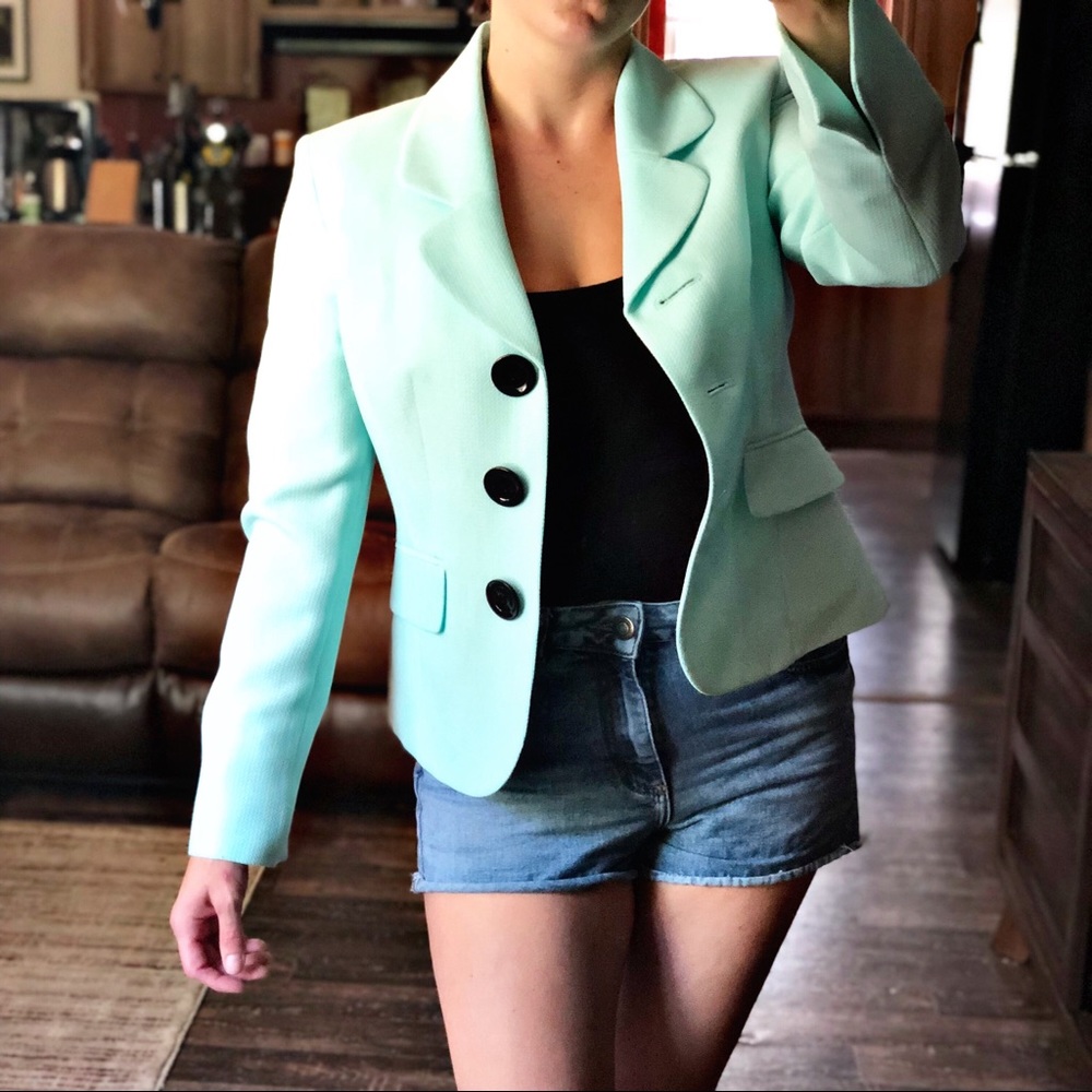 Black Label By Evan Picone Mint Colored Blazer 4